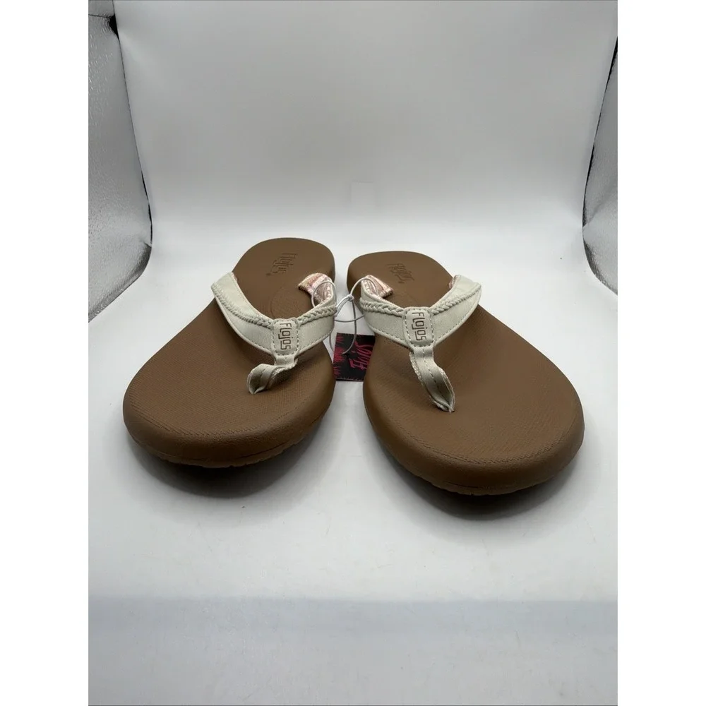 Flojos‎ Women's Just Hanging Out Flip Flops White Size 7. New
